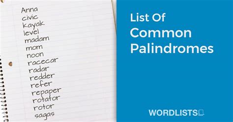 palindrom liste|Palindromes : The Complete List of Palindromes and of their .